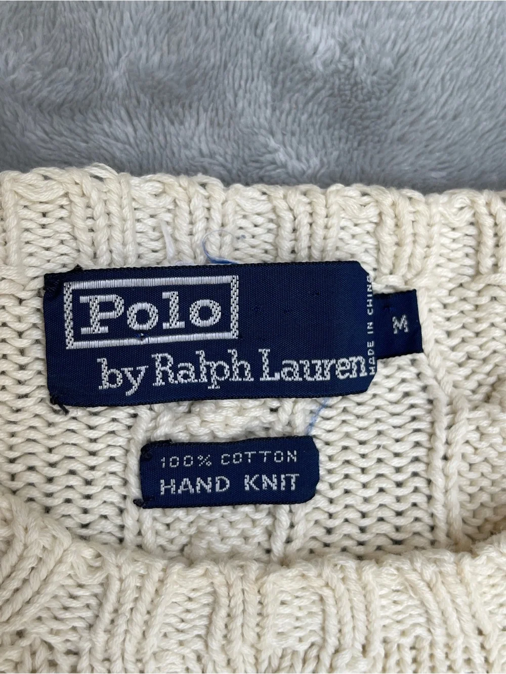 Vintage Polo Ralph Lauren Men's Cream Cable Knit Argyle Sweater academia teacher